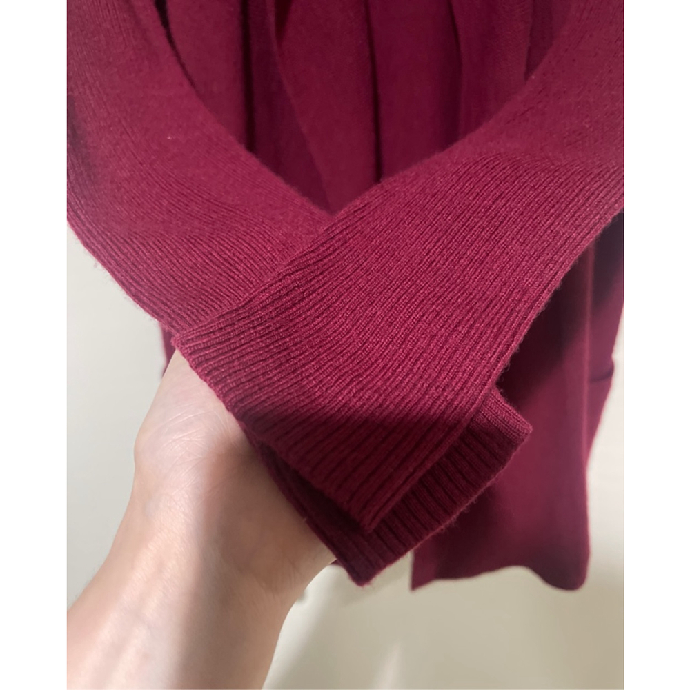 NWOT 100% Merino Wool Max Studio Women’s Burgundy Open Front Sweater Cardigan M - Picture 5 of 8